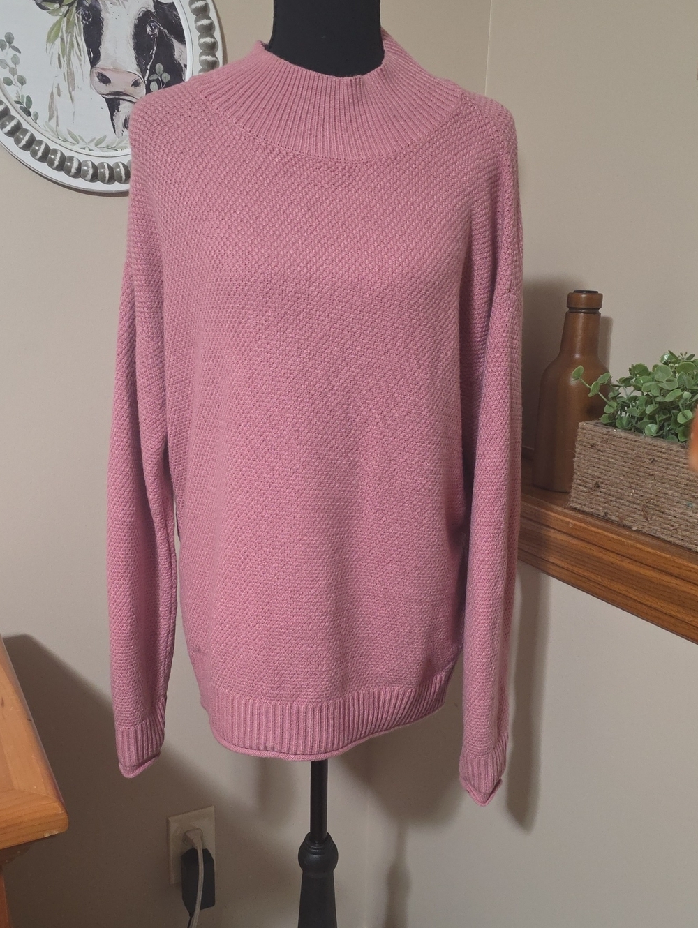 Women's Rose Knit Turtleneck Sweater